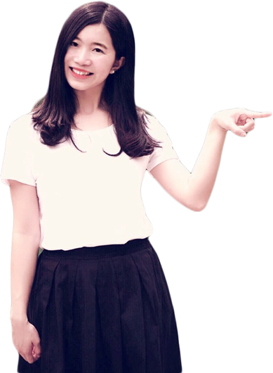 Woman pointing to the right